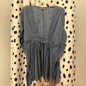 Powder Blue Swimsuit Coverup with Tie
